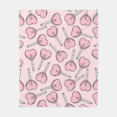 Pink Lollipops, Heart Lollipops, Lollipop Pattern フリースブランケット (正面)