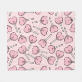 Pink Lollipops, Heart Lollipops, Lollipop Pattern フリースブランケット (正面(横))
