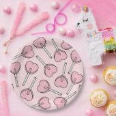 Pink Lollipops, Heart Lollipops, Lollipop Pattern ペーパープレート (パーティー)