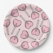 Pink Lollipops, Heart Lollipops, Lollipop Pattern ペーパープレート (正面)
