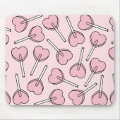 Pink Lollipops, Heart Lollipops, Lollipop Pattern マウスパッド (正面)