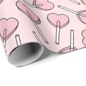 Pink Lollipops, Heart Lollipops, Lollipop Pattern ラッピングペーパー (ロールコーナー)