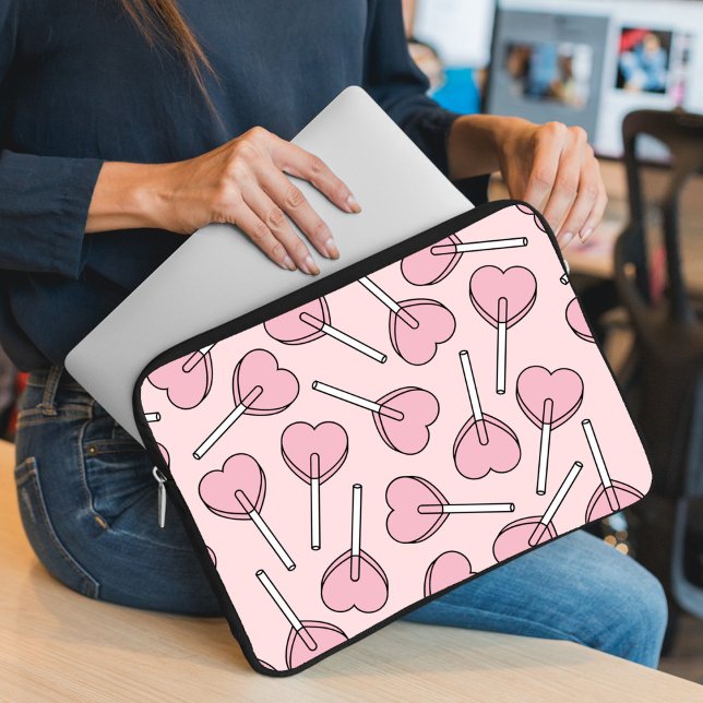 Pink Lollipops, Heart Lollipops, Lollipop Pattern ラップトップスリーブ (クリエイターアップロード済み)
