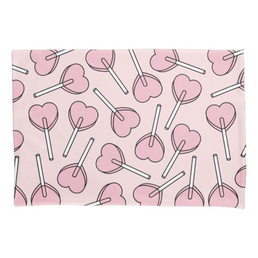 Pink Lollipops, Heart Lollipops, Lollipop Pattern 枕カバー (正面)