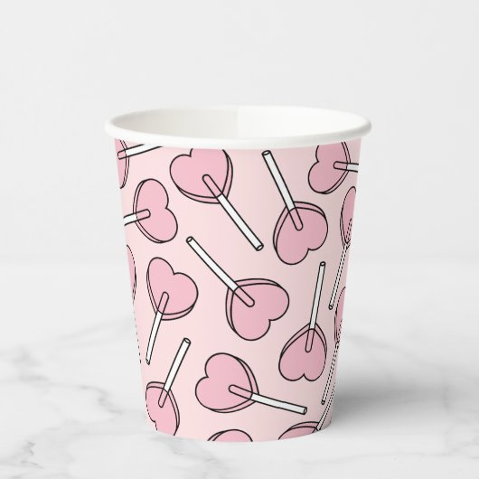 Pink Lollipops, Heart Lollipops, Lollipop Pattern 紙コップ (左)