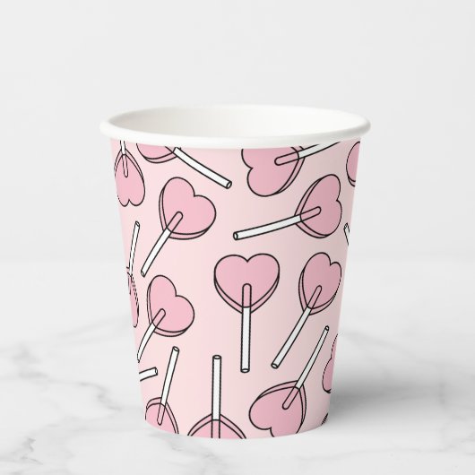 Pink Lollipops, Heart Lollipops, Lollipop Pattern 紙コップ (正面)