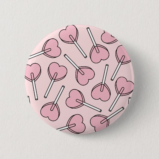 Pink Lollipops, Heart Lollipops, Lollipop Pattern 缶バッジ (正面)