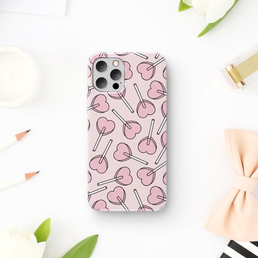 Pink Lollipops, Heart Lollipops, Lollipop Pattern Case-Mate iPhoneケース