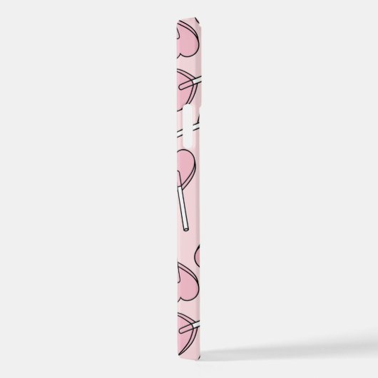 Pink Lollipops, Heart Lollipops, Lollipop Pattern iPhoneケース (右側面)