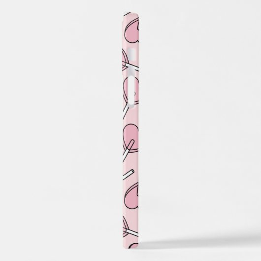 Pink Lollipops, Heart Lollipops, Lollipop Pattern iPhoneケース (左側面)