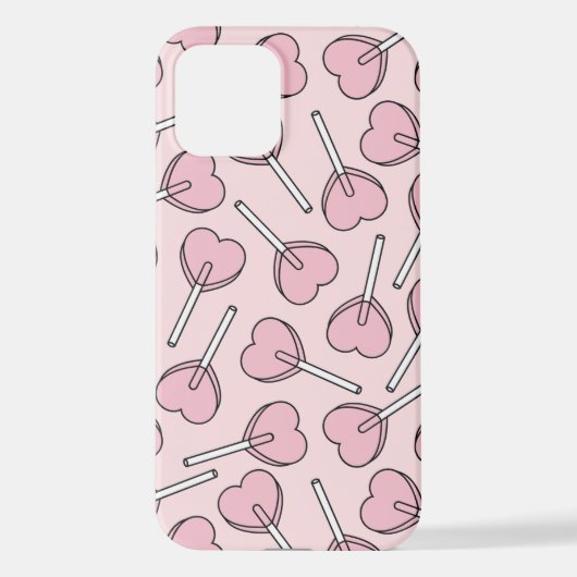 Pink Lollipops, Heart Lollipops, Lollipop Pattern iPhoneケース (裏面)