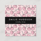 Pink Lollipops, Heart Lollipops, Lolly, Candy Shop スクエア名刺 (正面)