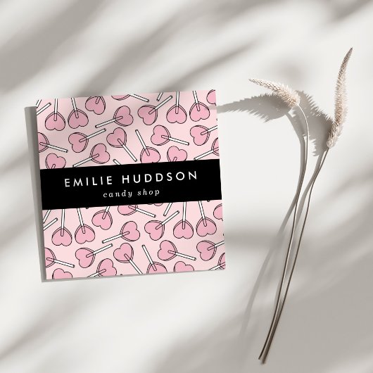 Pink Lollipops, Heart Lollipops, Lolly, Candy Shop スクエア名刺