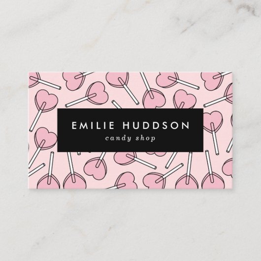 Pink Lollipops, Heart Lollipops, Lolly, Candy Shop 名刺 (正面)