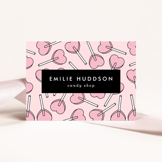 Pink Lollipops, Heart Lollipops, Lolly, Candy Shop 名刺