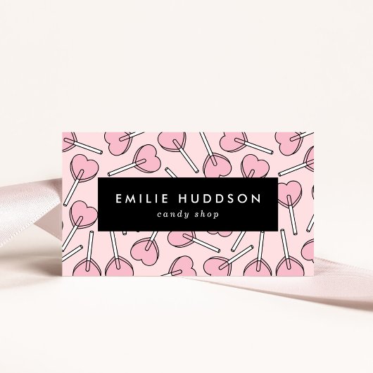 Pink Lollipops, Heart Lollipops, Lolly, Candy Shop 名刺