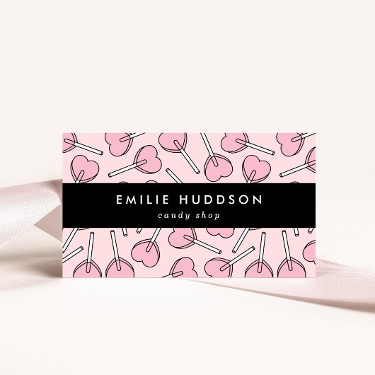 Pink Lollipops, Heart Lollipops, Lolly, Candy Shop 名刺