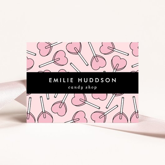 Pink Lollipops, Heart Lollipops, Lolly, Candy Shop 名刺