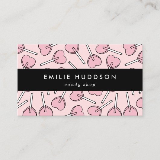 Pink Lollipops, Heart Lollipops, Lolly, Candy Shop 名刺 (正面)