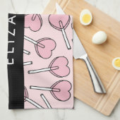 Pink Lollipops, Heart Lollipops, Lolly, Your Name キッチンタオル (四つ折り)