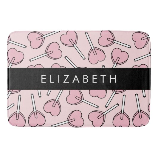 Pink Lollipops, Heart Lollipops, Lolly, Your Name バスマット (正面)