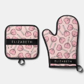 Pink Lollipops, Heart Lollipops, Lolly, Your Name 鍋つかみ&鍋敷きセット (正面)