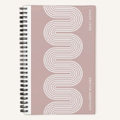 Pink Lombard Wavy Lines Modern Custom Notebook ノートブック (正面)