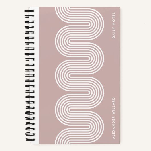 Pink Lombard Wavy Lines Modern Custom Notebook ノートブック (正面)