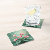 Pink Lotus Artwork スクエアペーパーコースター (インサイチュ)