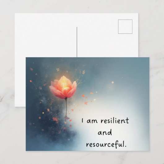 Pink Lotus Empowering Affirmation for Self-Growth ポストカード (正面/裏面)