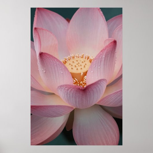 Pink Lotus Flower Botanical Zen Poster ポスター (正面)