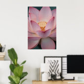 Pink Lotus Flower Botanical Zen Poster ポスター (ホームオフィス)
