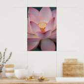 Pink Lotus Flower Botanical Zen Poster ポスター (キッチン)