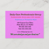  Pink Lotus Flower Friend Professional Caregiver  名刺 (裏面)