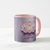 Pink Lotus Flower Meditation Mug マグカップ (正面右)