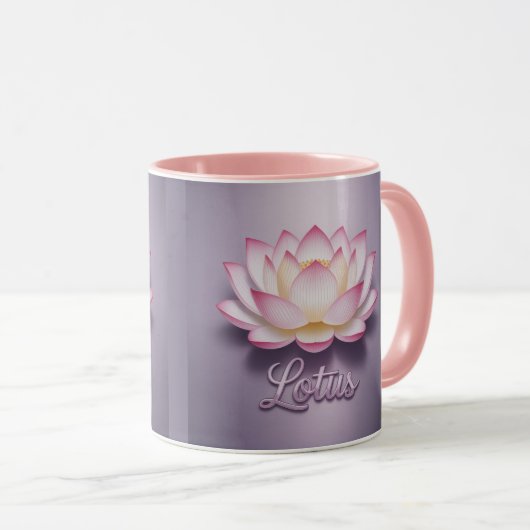 Pink Lotus Flower Meditation Mug マグカップ (正面右)