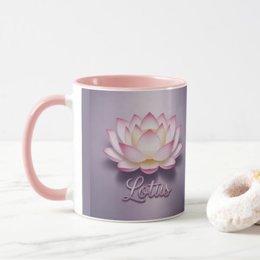 Pink Lotus Flower Meditation Mug マグカップ (ドーナツ)