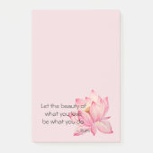 Pink Lotus Flower Rumi Beauty Quote ポストイット (正面)