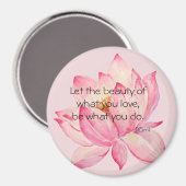 Pink Lotus Flower Rumi Beauty Quote マグネット (正面/裏面)