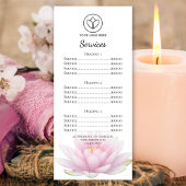 Pink Lotus Flower Spa Salon Service Menu ラックカード
