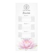 Pink Lotus Flower Spa Salon Service Menu ラックカード (正面)