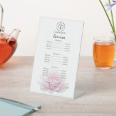Pink Lotus Flower Spa Salon Services Menu 台座サイン (インサイチュ)