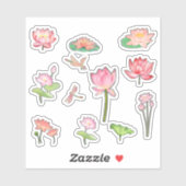 Pink Lotus Flower Stickers シール (シート)