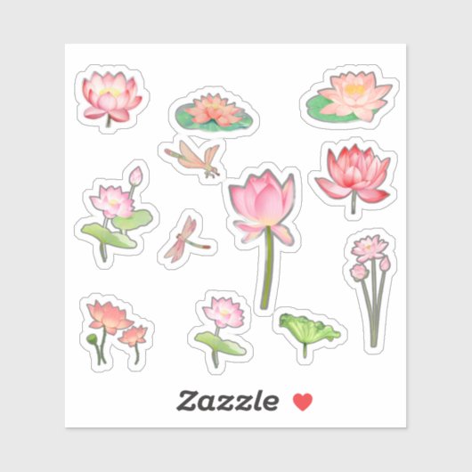 Pink Lotus Flower Stickers シール (シート)