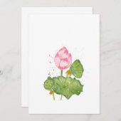 Pink Lotus Flower Watercolor – Botanical Zen サンキューカード (正面/裏面)