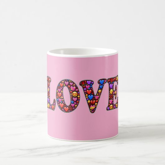 Pink  Love Emoji's Coffee Mug コーヒーマグカップ (中央)