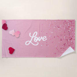 Pink Love Heart Beach Towel  ビーチタオル