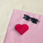 Pink Love Heart Beach Towel  ビーチタオル (インサイチュ)