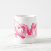 Pink Love Heart Ribbon コーヒーマグカップ (中央)