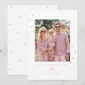 Pink Love Hearts Happy Valentine's Day Photo Card シーズンカード (正面/裏面)